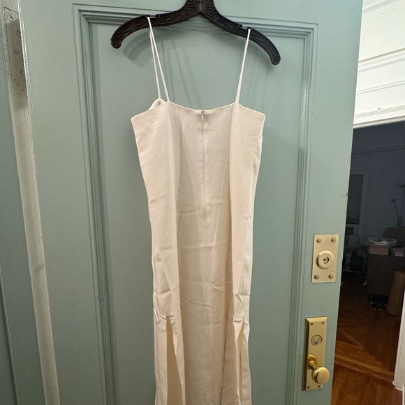 Theodora Dress in Ivory with Slits and Spaghetti Straps - Picture 7 of 8